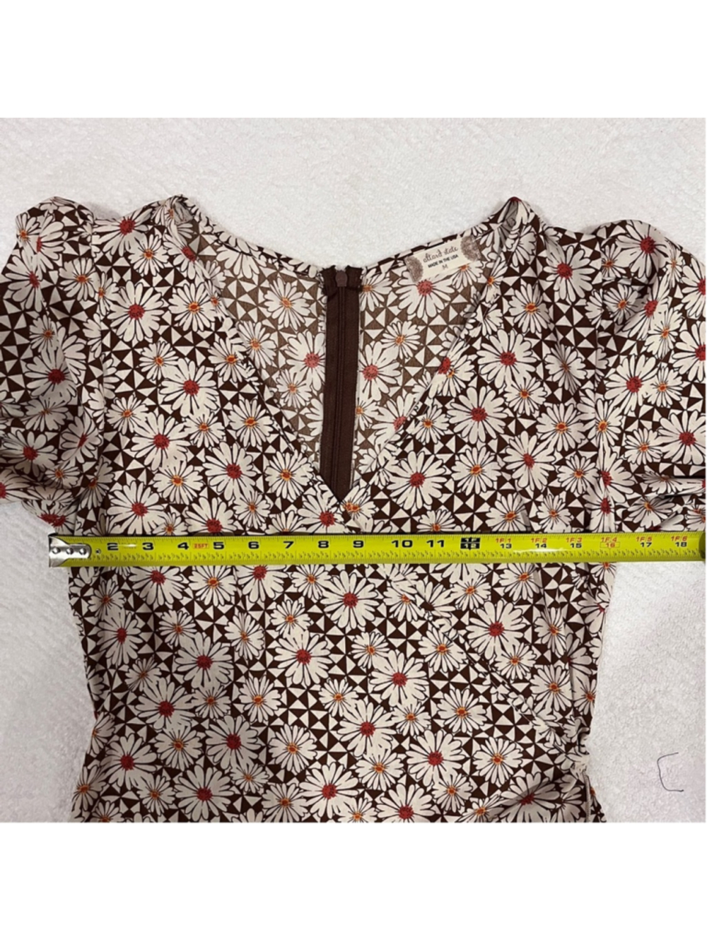 Hippie Dress Retro Boho Indie Folk Floral V-Neck Mini Long Sleeve Flowy Medium - Picture 4 of 13